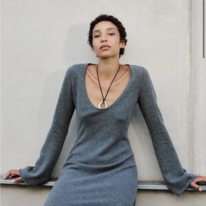 James Street Co Cashmere Gray Long-Sleeve Dress